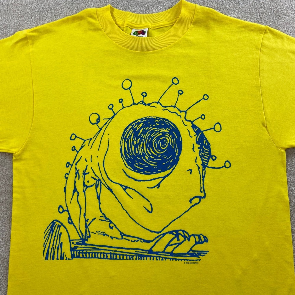 Vintage EchoBrain T-Shirt Mens Medium Yellow 2002 Tour Graphic Tee Metallica